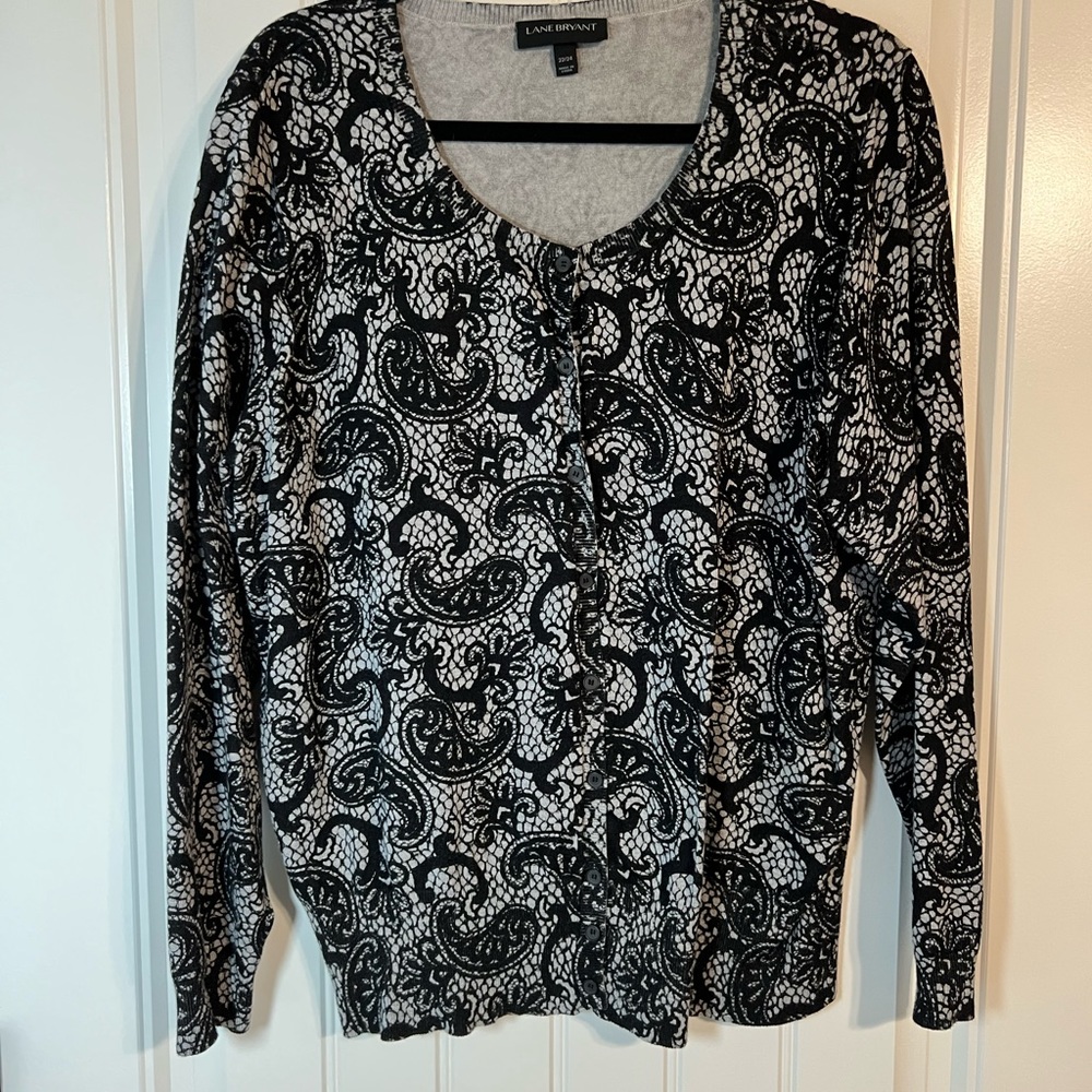 Lane Bryant Paisley Button Down Lightweight Cardigan Size 22/24